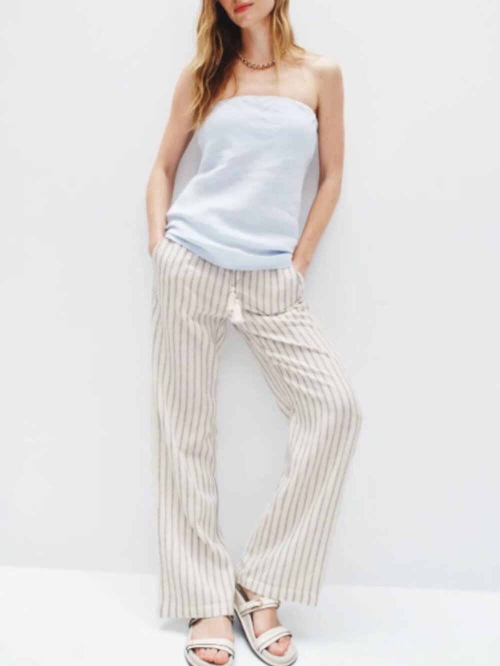 RTR-240 Ellen Tracy Linen Wide Leg Drawstring Pants
